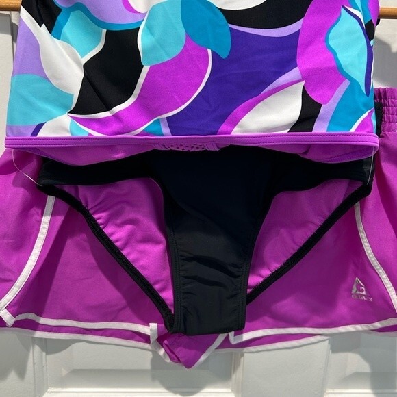 Gerry Girls 3-Piece Youth Tankini & Shorts Swimsuit Set Purple New - Picture 5 of 6